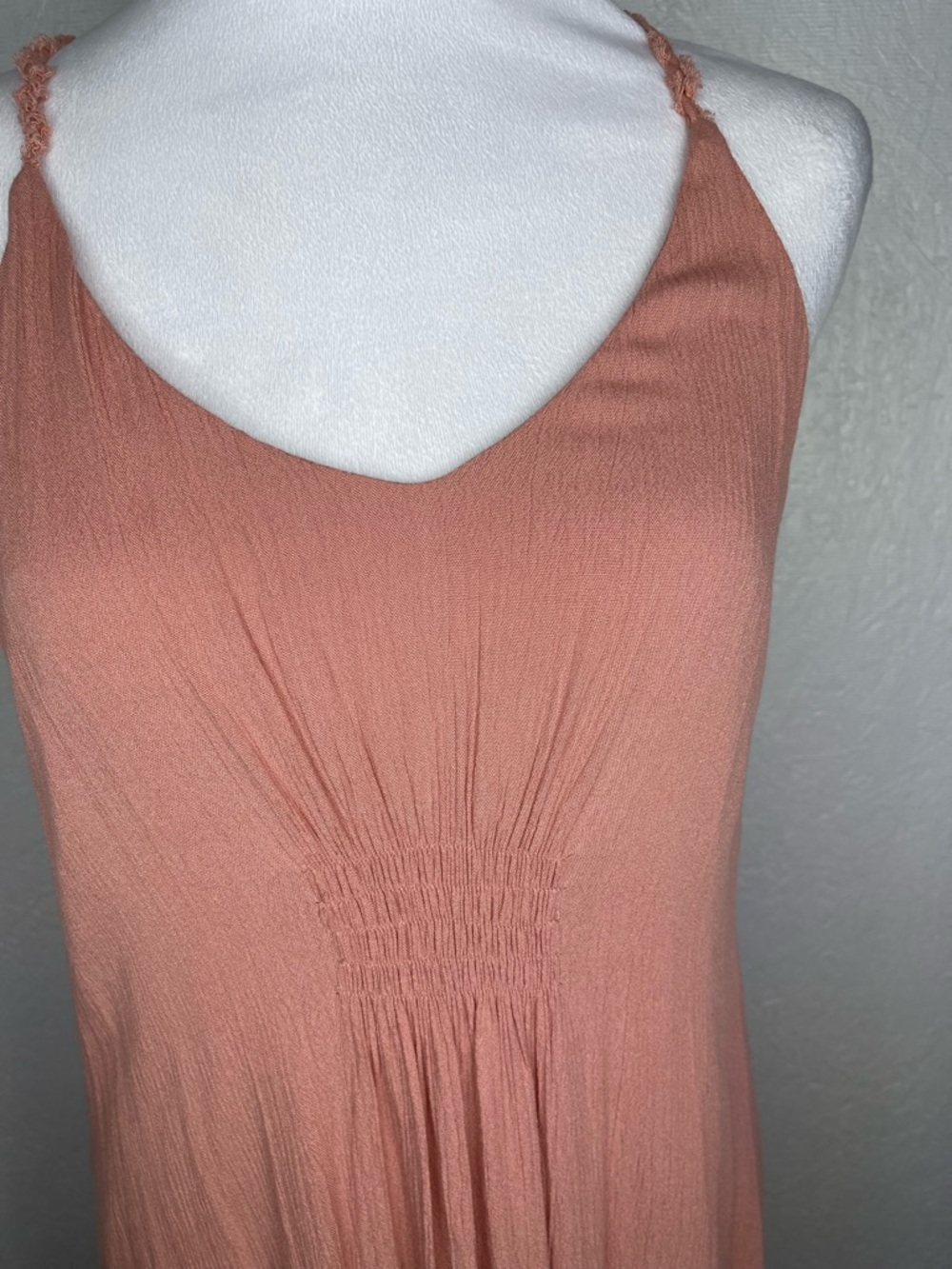 Altar’d State Boho Peach Maxi SunDress Strappy Lace Hem Coastal Resort Flowy Md - Picture 6 of 14